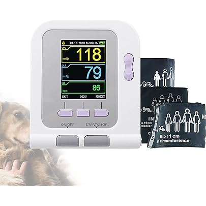 Amazon | デジタル獣医血圧モニター、自動測定電子血圧計、3つのカフ